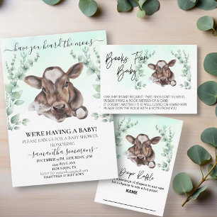 Books for Baby Shower Cow Eucalyptus  Invitation