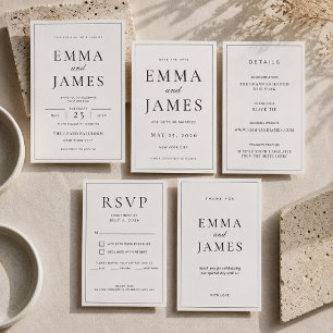 Editable Thin Border Minimal Wedding Details Card