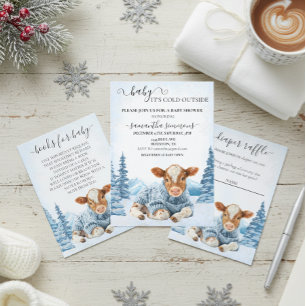 Calf Baby It's Cold Outside Shower Winter  Invitation