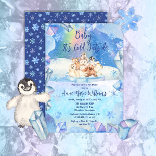 Baby It's Cold Outside Arctic Animals Baby Shower  Invitation