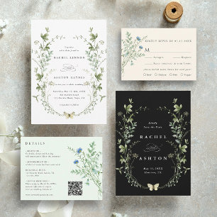 Pale Green Elegant Wildflower Wedding Details  Enclosure Card
