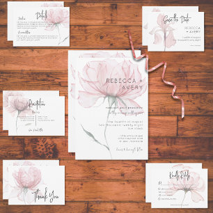 Modern Watercolor Pink Floral Wedding Invitation