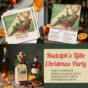 Cocktail Party Vintage Funny Retro Christmas Party Invitation