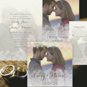 Rustic Grey Heirloom Lace Wedding Invitations