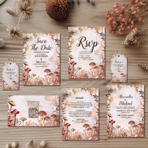 Mushroom Toadstool Enchanted Forest Wedding All In One Invitation