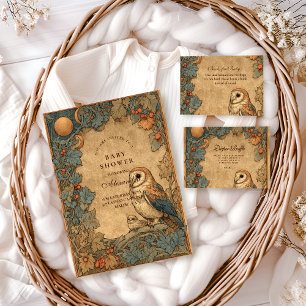 Vintage Woodland Owl Baby Shower Invitation