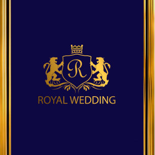Royal Blue Gold Flourish Wedding Shower Invites