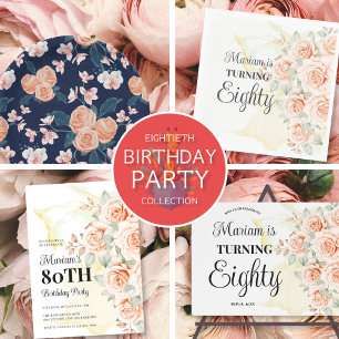 Floral Painted 80th Birthday Party Invitation