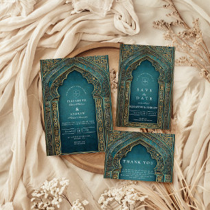 Teal Archway Islamic Wedding Save The Date