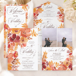 Rustic fall floral 3 photos save the date wedding