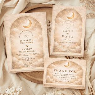 Vintage Moonlight Romance Wedding Invitation