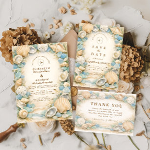 Sandy Shore Seashell Wedding Invitation