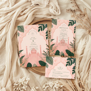 Botanical  Elegant Floral Islamic Wedding RSVP Card