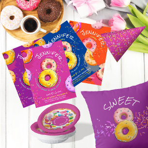 Fun Colourful Watercolor Doughnut Birthday Party P Paper Plate