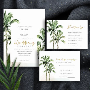 Rustic Tropical Green Beach Palm Trees Wedding Table Number