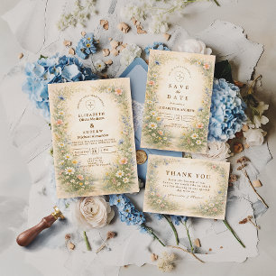 Blush Blue Countryside Wedding Invitation