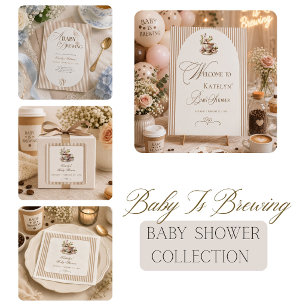 A Baby is Brewing Gingham Coffee Baby Shower Invitation