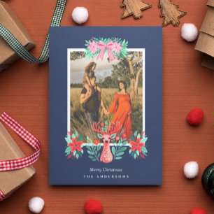 Christmas Reindeer Floral Holiday  Coffee Mug