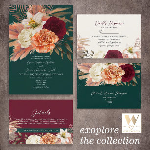 Rustic Floral Emerald Green Wedding Welcome Poster