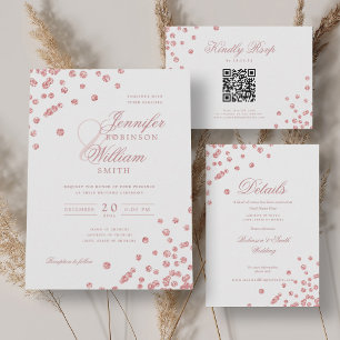 Elegant Script Wedding Rose Gold Confetti  Save The Date