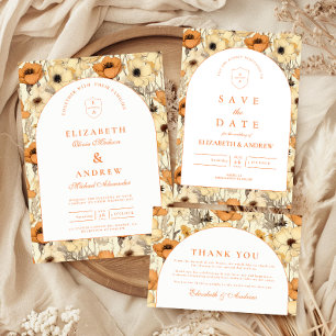 Romantic Fall Floral Wedding RSVP Card