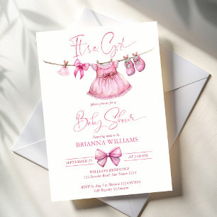 Preppy pink clothesline baby shower diaper raffle enclosure card