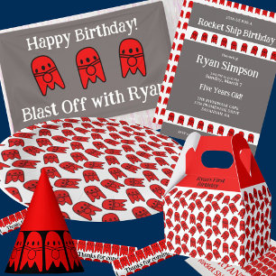 Rocket Ship Birthday Party Invitation