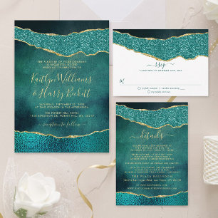 Elegant Turquoise & Gold Agate Wedding Real