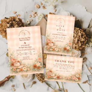 Country Western Blush Floral Wedding Invitation
