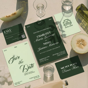 Elegant Chic Creamy Sage Green Old Money Wedding Save The Date