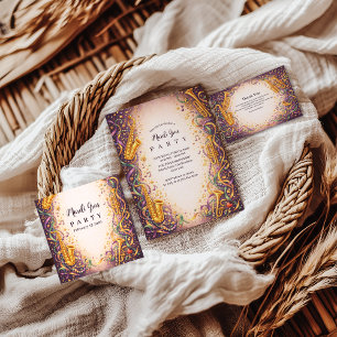 Jazz Music Mardi Gras Masquerade Invitation