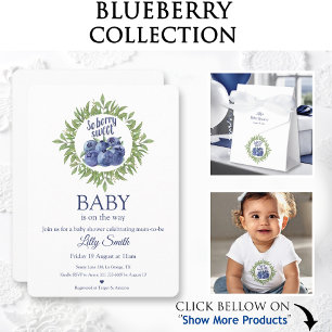 Baby Shower Thank You Card with blueberries