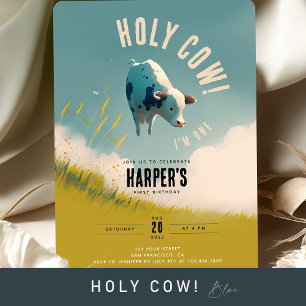 Holy Cow I'm One Cute 1st Birthday Invitation