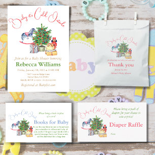 It's Cold Outside Christmas Tree Boy Baby Shower Enclosure Card