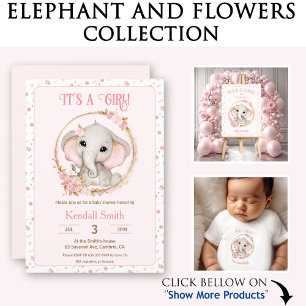 Cute Elephant and Flowers Baby Shower Welcome Sign Tapestry