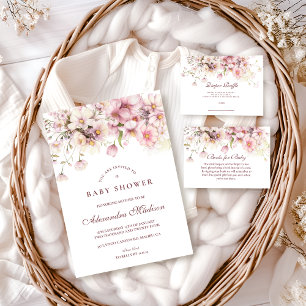 Blush Wildflower Garden Diapper Raffle Enclosure Card