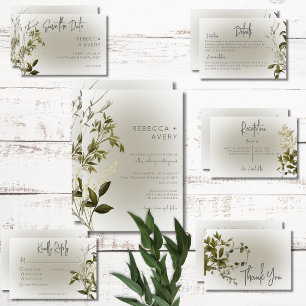 Boho Greenery Modern Wedding Invitation