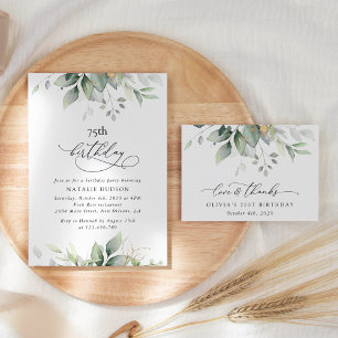 Greenery, Eucalyptus Leaves, Boho, Birthday Invitation
