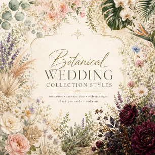 Soft Botanical Wedding Garden Gold Frame  Invitation