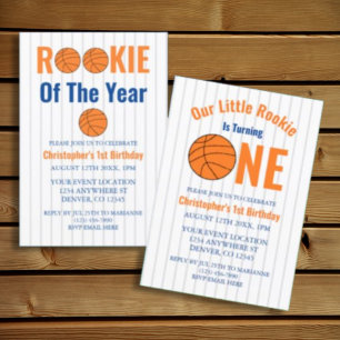 Rookie Basketball 1st Birthday Invitation