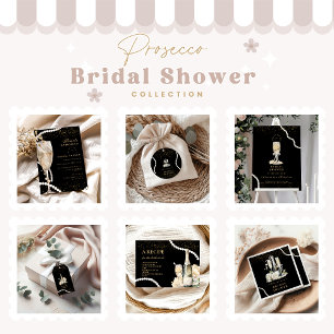Black Gold Pearls And Prosecco Bridal  Recipe Enclosure Card