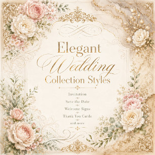 Elegant Wedding Calligraphy Florals Invitation