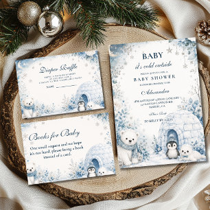Blue Baby It’s Cold Outside Diaper Raffle Enclosure Card