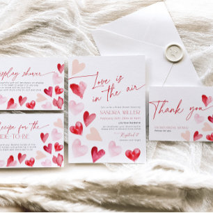 Red Hearts Valentine Bridal Shower Love in the Air Invitation