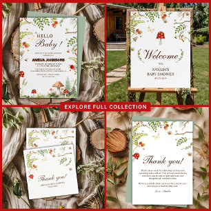 Woodland forest mushrooms floral baby shower  classic round sticker