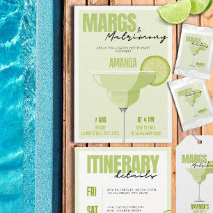 Margs & Matrimony Retro Cocktail Bachelorette Invitation