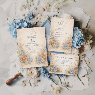 Soft Blue Wildflower Garden Wedding RSVP Card