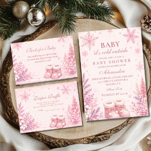Pink Little Snowflake Baby Shower Invitation