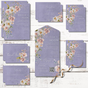 Pastel Floral Modern Purple Wedding Reception Enclosure Card