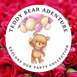 Teddy Bear Balloon Pink Baby Shower Save the Date